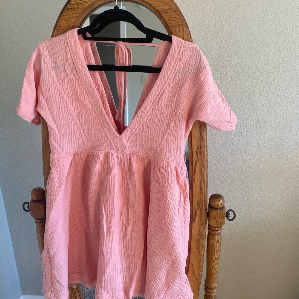 Pink V-Neck Dress